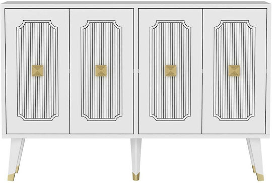 Μπουφές Derasi Ξύλινος White-gold 120x30x80cm