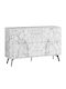 Sideboard Dune Wooden Marble Effect White 123x35x62.4cm