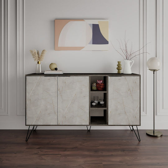 Мебели за съхранение Clara дървен Stone Effect Grey-dark Brown 142x35.6x83см