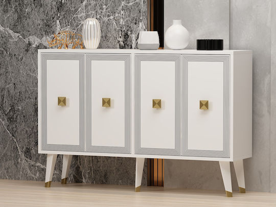 Μπουφές Ansel Ξύλινος White-gold 120x30x80cm