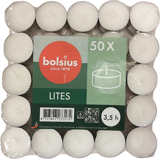 Bolsius Ρεσώ LItes Αρωματικό σε Λευκό Xρώμα (έως 3.5 Ώρες Καύσης) 50τμχ