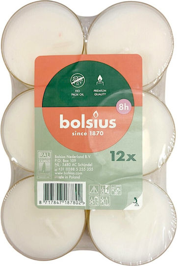 Bolsius Ρεσώ Clear Cup Αρωματικό σε Λευκό Xρώμα (έως 8 Ώρες Καύσης) 12τμχ