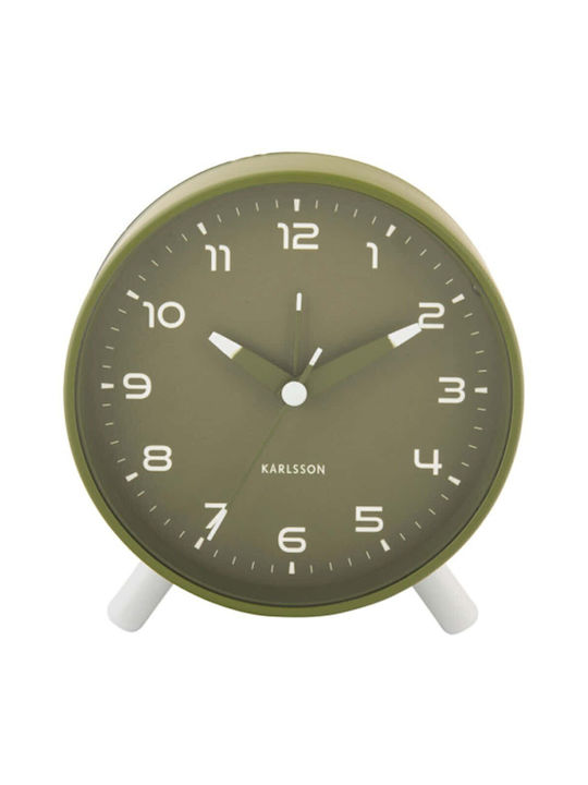 Karlsson Tabletop Clock with Indicators Metal with Alarm Clock Green 2586029GR