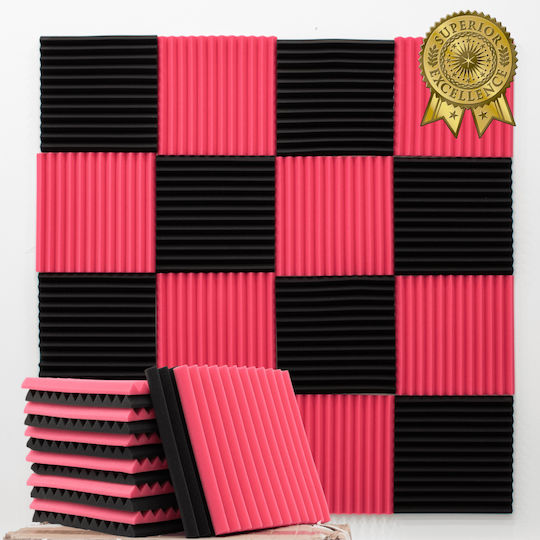 Ichopolis Sound Absorbing Panel (50pcs) in Design Wedge 30cm x 30cm x 25mm in Red Color