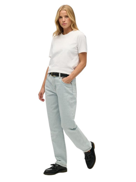 D1 Ovin Γυναικείο Jean Παντελόνι Mid Rise σε Ίσια Γραμμή White/blue