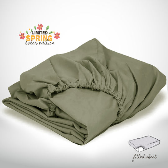 Isadore Lorraine Bettlaken Super-Doppel mit Gummiband 160x200+30cm. Limited Spring Khaki Grey