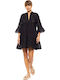 Pink Label Damen Kaftan Strand Black