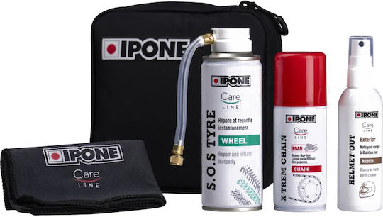 Ipone Road Trip Kit Σετ 4 Τεμαχια Καθαριστικο Κρανους & Λιπαντικο & Sos Tyre & Πανακι