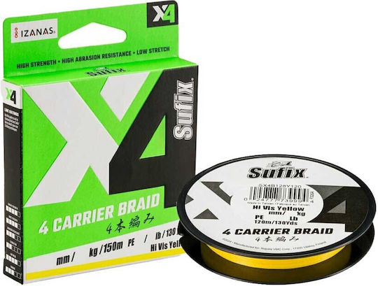 Sufix X4 Hi Vis Yellow Line 0.205mm Pe 1.5 150m