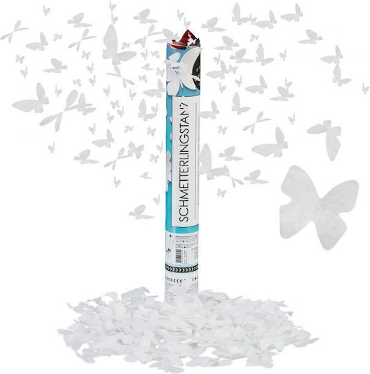 Relaxdays Confetti Cannon White Butterflies 40 Cm 8 M Effect Height