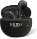 Guess Glossy Effect Earbud Bluetooth Handsfree Ακουστικά με Αντοχή στον Ιδρώτα και Θήκη Φόρτισης Μαύρα