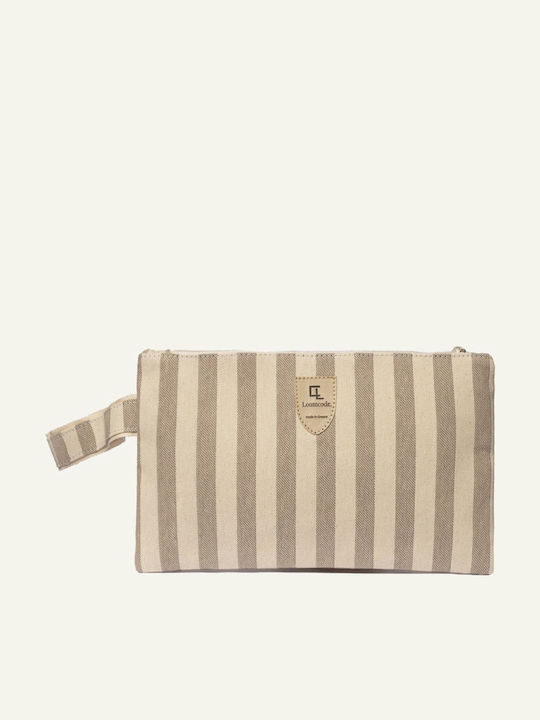 Pouche Twins Beige Fabric-Covered Toiletry Bag Ecru