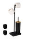 Relaxdays Metallic Toilet Brush Black