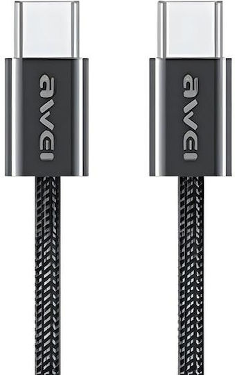 Awei CL-219T USB 2.0 Cable USB-C male - USB-C 60W Μαύρο 1m