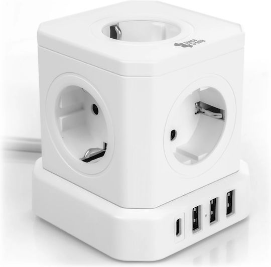 Spacetronik Πολύπριζο 3 Θέσεων με 3 USB-A και 1 USB-C
