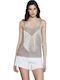 Damen Bluse Ärmellos Gold