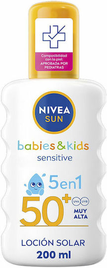 Nivea SUN Babies & Kids Sensitive SPF50+ Αδιάβροχο Βρεφικό Αντηλιακό Spray 200ml