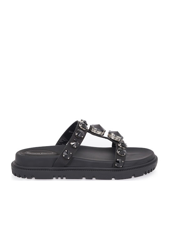 Renato Garini Women's Flat Sandals in Black Color