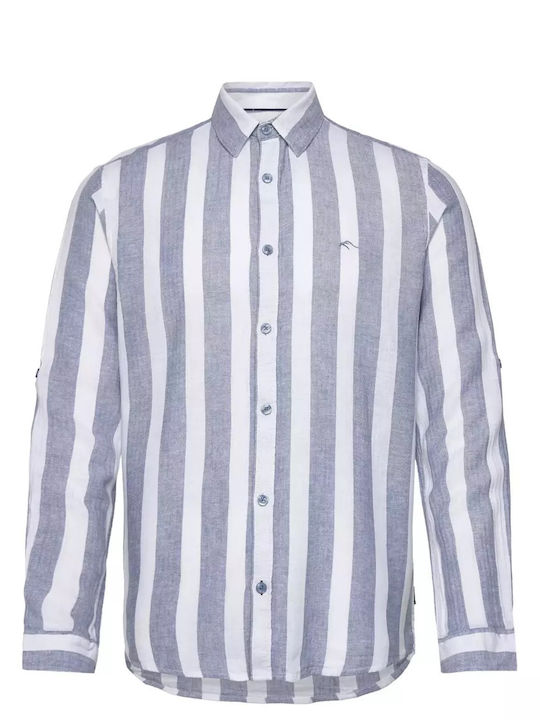 Indicode Long-sleeved Shirt Striped Sky blue/white