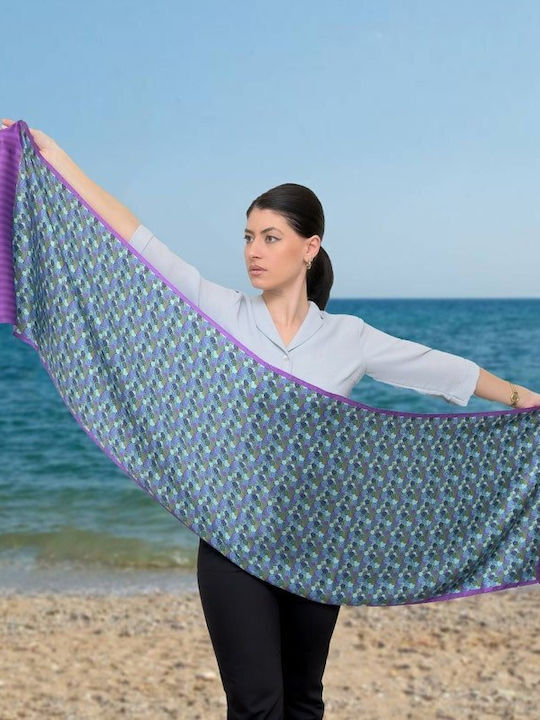 Kalfas Luxury Silk Γυναικείο Μεταξωτό Φουλάρι Μπλε
