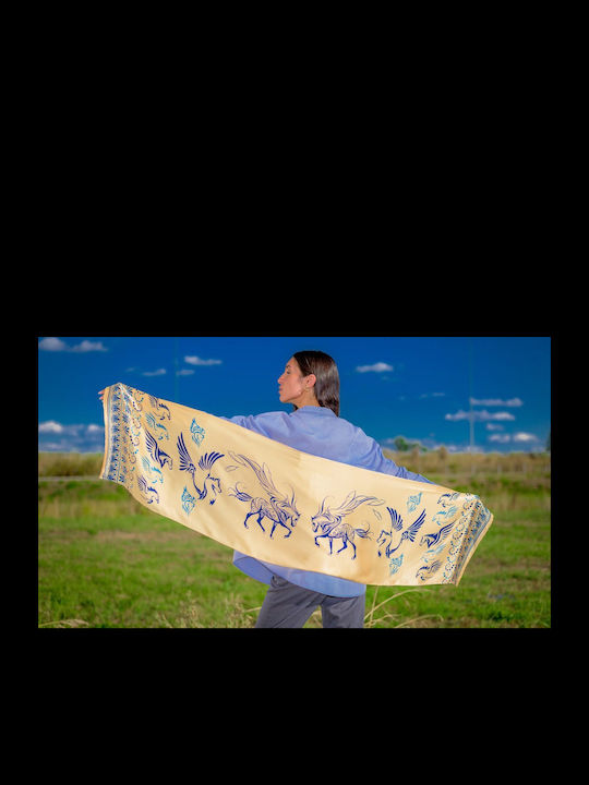 Kalfas Luxury Silk Γυναικείο Μεταξωτό Φουλάρι Χρυσό