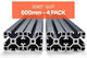 Vevor Set of 4 Pieces 23.6" 600mm Anodized Aluminum Rail T Slot 4040 4040oblxcdg4ju9mr001v0