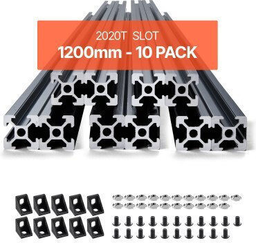 Vevor 10 Pieces 47.2" 1200mm T Slot 2020 Anodized Aluminum Rail 2020oblxc10jw14u9001v0