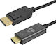 Powertech Cablu DisplayPort - HDMI de sex masculin 1m Negru (CAB-H182)