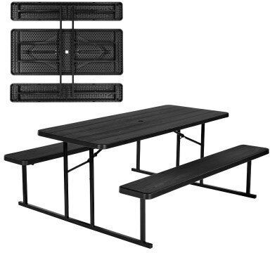 Vevor Steel Folding Picnic Table Bench Gray