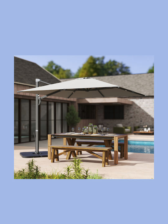 Square Aluminum Garden & Terrace Parasol Grey 3.65x2.97xHeight 2.56m
