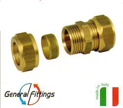 Brass Mechanical Compression Coupling Fitting Copper Φ22x22mm G.f Italy Brass Mechanical Compression Coupling Fitting Copper Φ22x22mm G.f Italy