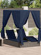 Liegestuhl-Bett Doppel Rattan mit Kissen & Sonnenschirm Gray 200x70x60cm.