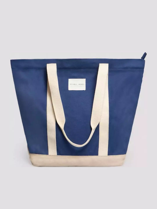 Ysabel Mora Fabric Beach Bag with Toiletry Bag Blue