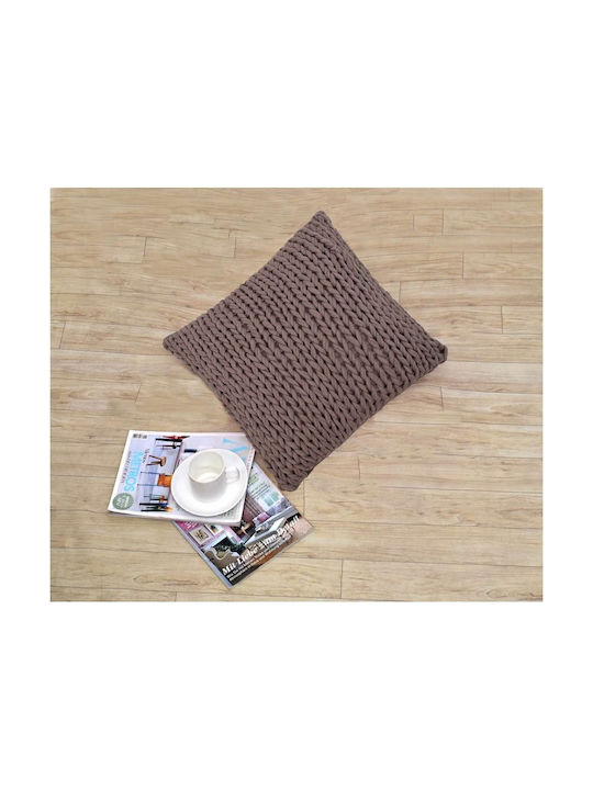 Liolios Home Sofa Cushion Hand Knit Made of 100% Cotton Beige 50x50cm (Various Colors)