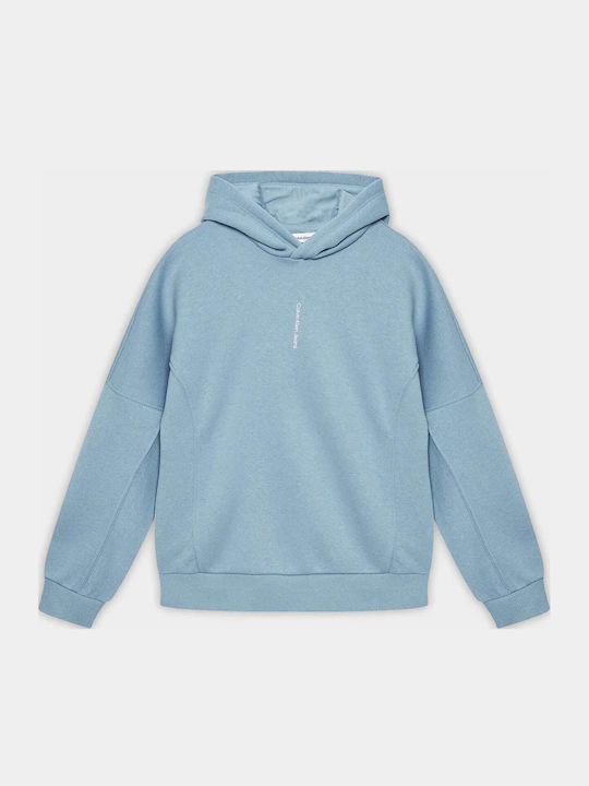 Fleece Παιδικό Φούτερ με Κουκούλα Γαλάζιο