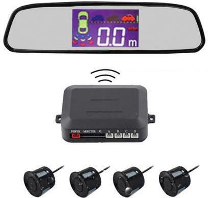 Car Parking System Mirror with Screen and 4 Sensors 22mm in Black Color