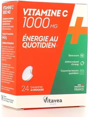 Vitavea Vitamine C Vitamin for Immune System Boost, the Skin & Antioxidant Action 1000mg 24 chewable tabs