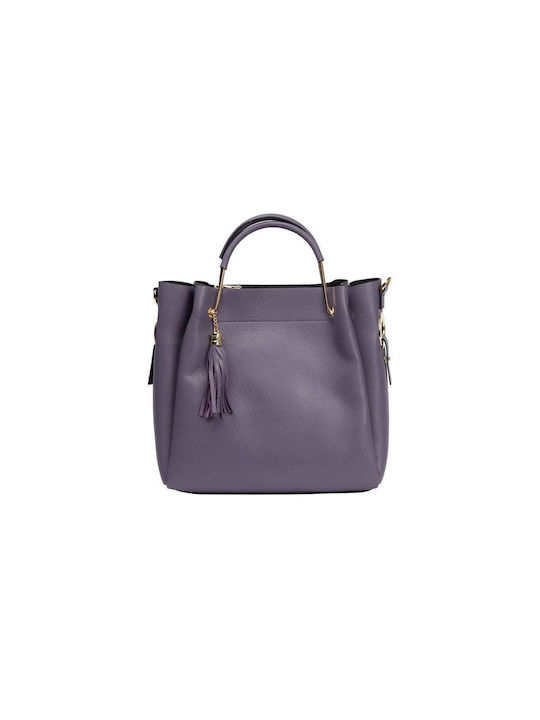 Leder Damentasche Schultertasche Lila