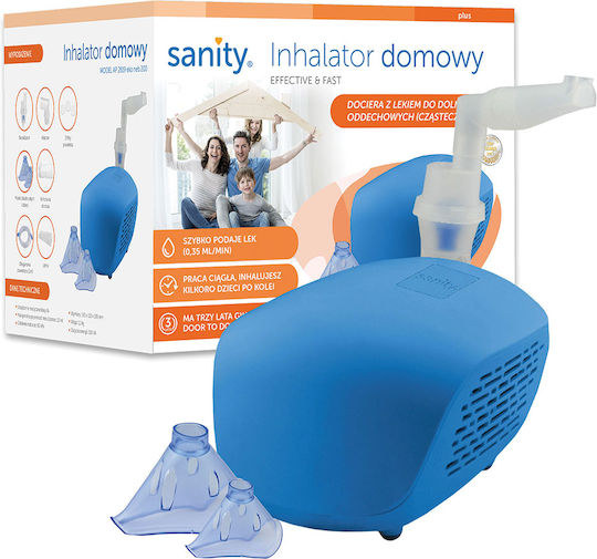Nebulizator de acasă Sanity Ap 2819 Nebulizator cu compresor Masca pediatrică Masca pentru adulți Albastru