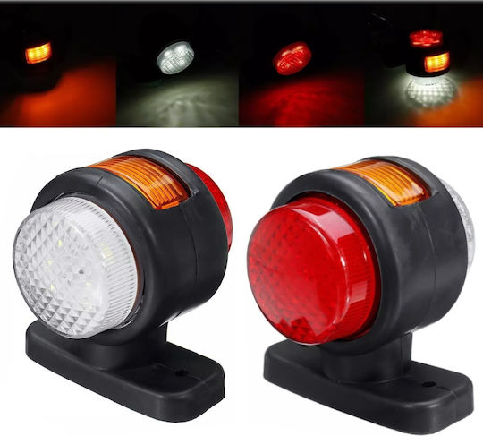 Комплект тройни LED обемни светлини 12v 24v IP67 червено бяло оранжево 85mm X 80mm X 68mm