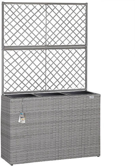 Spalier pentru Ghiveci Casaria din Poliratan Design Elegant Interior Exterior 83 X 30.5 X 60 Cm Gri
