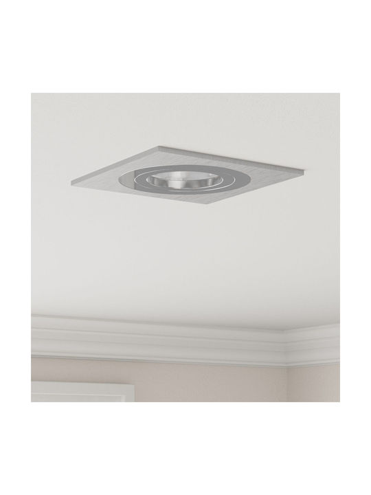 vidaXL Square Metallic Ceiling Spot with Built-in LED and Warm White Light Silver 9.1x9.1cm