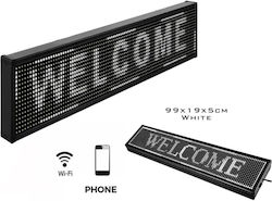 Wifi Κυλιόμενη Πινακίδα LED Μονής Όψης 99x19cm Λευκό Wifi Κυλιόμενη Πινακίδα LED Μονής Όψης 99x19cm Λευκό