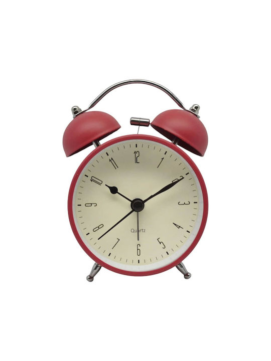 Silent Metal Retro Alarm Clock Red Matte Color 8.5x5x11.8cm Ankor