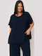 Women's Blouse Short Sleeve Blue