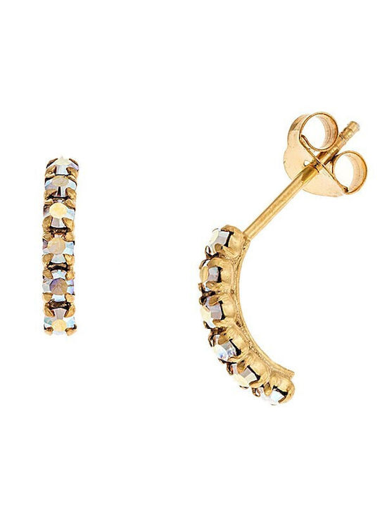 Senza Earrings Hoops made of Silver Gold Plated with Stones