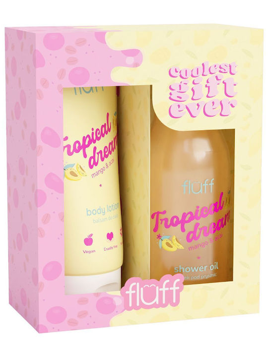 Fluff Coolest Gift Ever Tropical Dream Комплект за грижа за кожата за Хидратация & Почистване на тялото 2бр