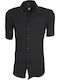 Short-sleeved Linen Shirt Black