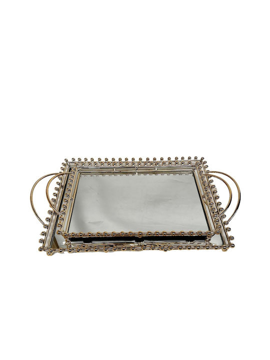 Metal Glass Rectangular Tray Set of 2 32x22/38x28cm Espiel Dwoa1003
