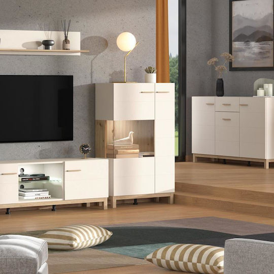 Βιτρινα Essex 2k Vs1 127 Cashmere Artisan Oak 77x35x128εκ 11014479 35 X 77 X 128 Cm